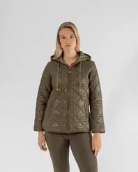 Oferta de PARKA CON CAPUCHA Y VIVOS EN CONTRASTE CAQUI por 79,99€ en October