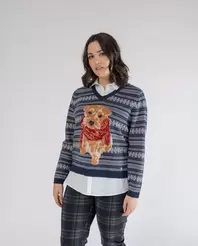 Oferta de JERSEY JACQUARD PERRO AZUL OSCURO por 44,99€ en October