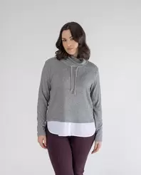 Oferta de SUDADERA CUELLO ALTO CON FALDON Y APLIQUESDE STRASS GRIS JASPE por 39,99€ en October