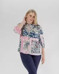 Oferta de BLUSA ESTAMPADA CUELLO MAO Y MANGA ABULLONADA ROSA por 39,99€ en October