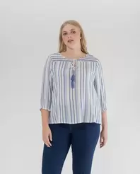 Oferta de BLUSA CUELLO REDONDO CON CANESU TIPO NIDO DE ABEJA AZUL MEDIO por 39,99€ en October