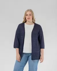 Oferta de CARDIGAN LARGO MANGA TRES CUARTOS CON DISEÑO DESAGUJADOAZUL MARINO por 49,99€ en October