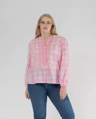 Oferta de BLUSA ESTAMPADO VICHY CON CUELLO MAOROSA por 37,99€ en October