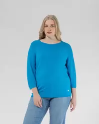 Oferta de JERSEY CUELLO BARCO Y MANGA TRES CUARTOS AZUL COBALTO por 35,99€ en October