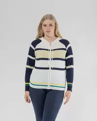 Oferta de CARDIGAN RAYAS CON CAPUCHA Y CREMALLERA FRONTALVERDE por 44,99€ en October