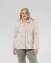 Oferta de PARKA ESTAMPADA CUELLO ALTO Y CAPUCHA DESMONTABLE BEIGE por 79,99€ en October