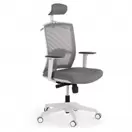 Oferta de Silla de oficina ergonómica Akira white con reposacabezas por 278,99€ en Ofichairs