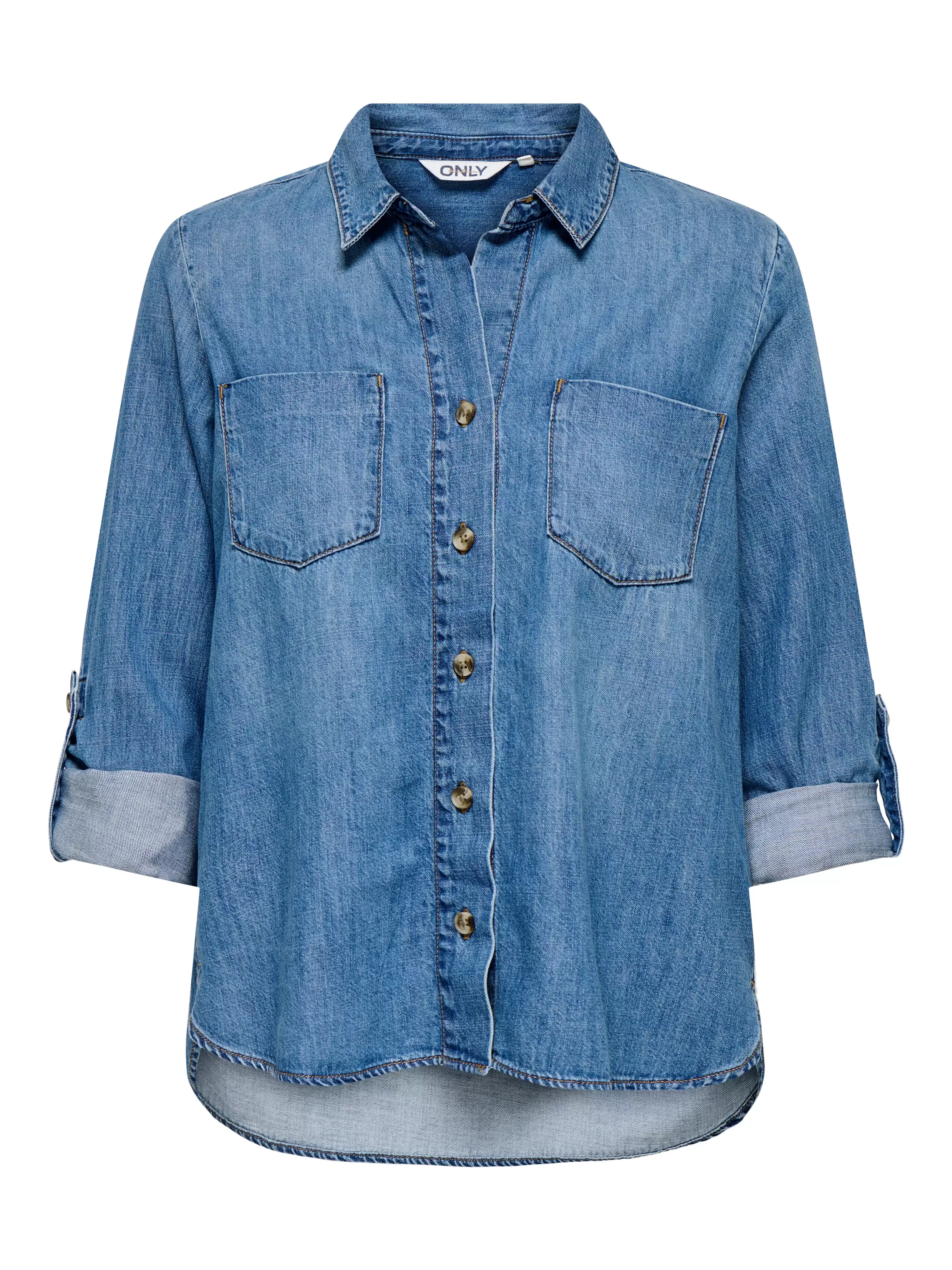 Oferta de Camisa vaquera Corte standard Cuello de camisa Puños doblados por 39,99€ en ONLY