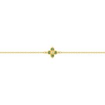 Oferta de Pulsera flor de oro amarillo 9k, esmeraldas y diamante de 0,01 ct. por 212€ en Oro Vivo