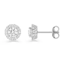 Oferta de Pendientes de oro blanco de 9K con diamantes creados de 0,74 ct por 607,2€ en Oro Vivo