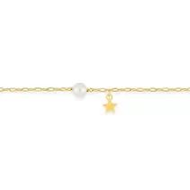 Oferta de Pulsera infantil con estrella y perla cultivada de agua dulce de 4 mm en oro amarillo de 9k por 124€ en Oro Vivo