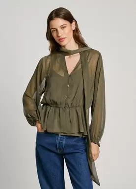 Oferta de SEMI-TRANSPARENT CHIFFON BLOUSE por 79,9€ en Pepe Jeans