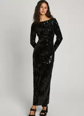 Oferta de SEQUIN MAXI DRESS por 170€ en Pepe Jeans