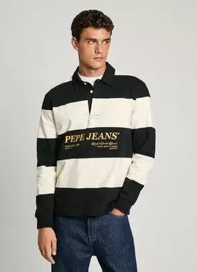 Oferta de RELAXED FIT STRIPED LONG SLEEVE POLO SHIRT por 99€ en Pepe Jeans