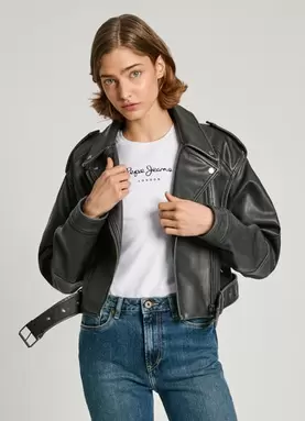 Oferta de LEATHER EFFECT BIKER JACKET por 96€ en Pepe Jeans