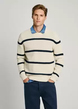 Oferta de REGULAR FIT STRIPED KNIT JUMPER por 53,94€ en Pepe Jeans