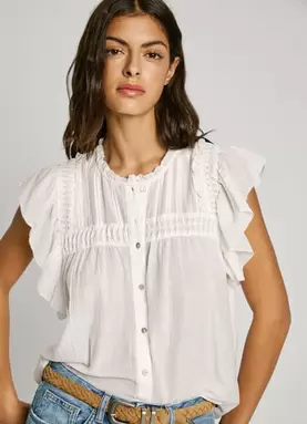 Oferta de SHORT SLEEVE FRILL BLOUSE por 69,9€ en Pepe Jeans