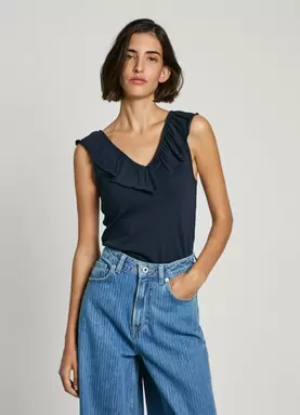 Oferta de RIBBED V-NECK TOP por 35€ en Pepe Jeans