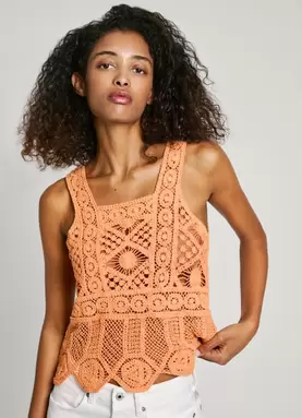 Oferta de CROCHET STRAP TOP por 69,9€ en Pepe Jeans