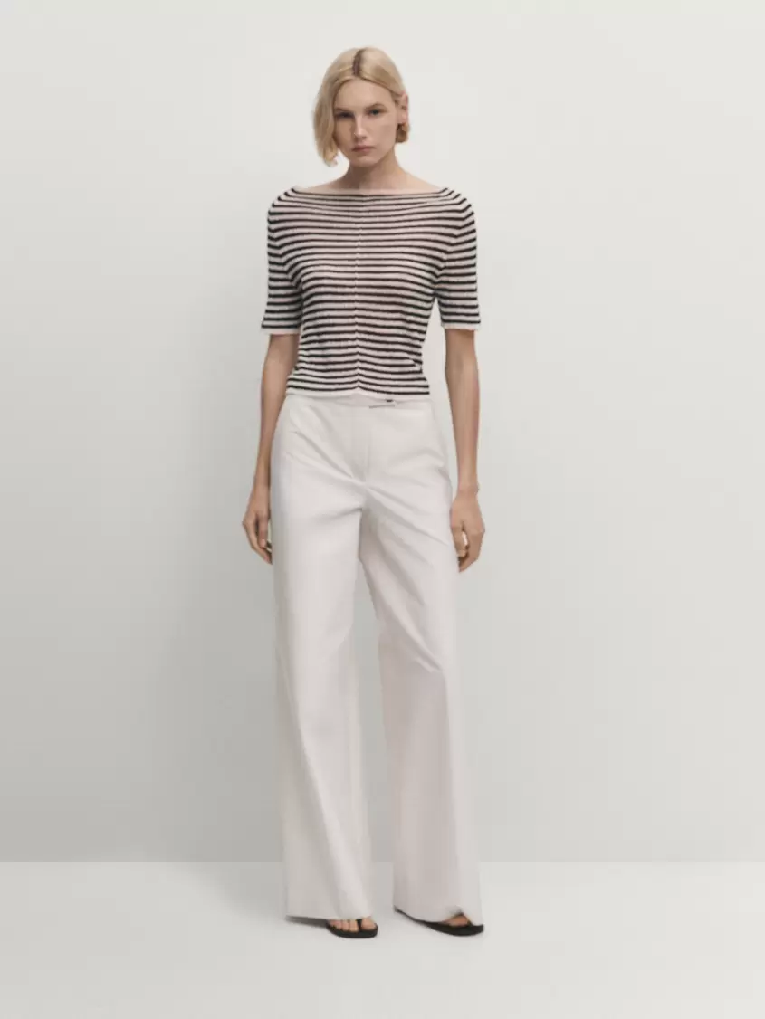 Oferta de Pantalón ancho mezcla algodón por 29,95€ en Massimo Dutti