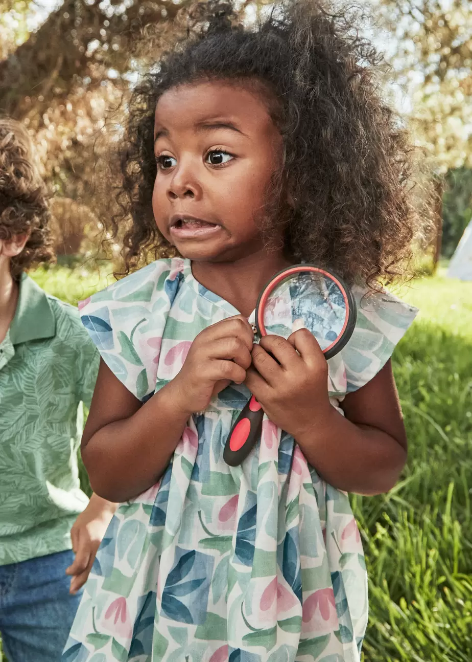 Oferta de Vestido estampado flores geométricas niña por 29,99€ en Mayoral