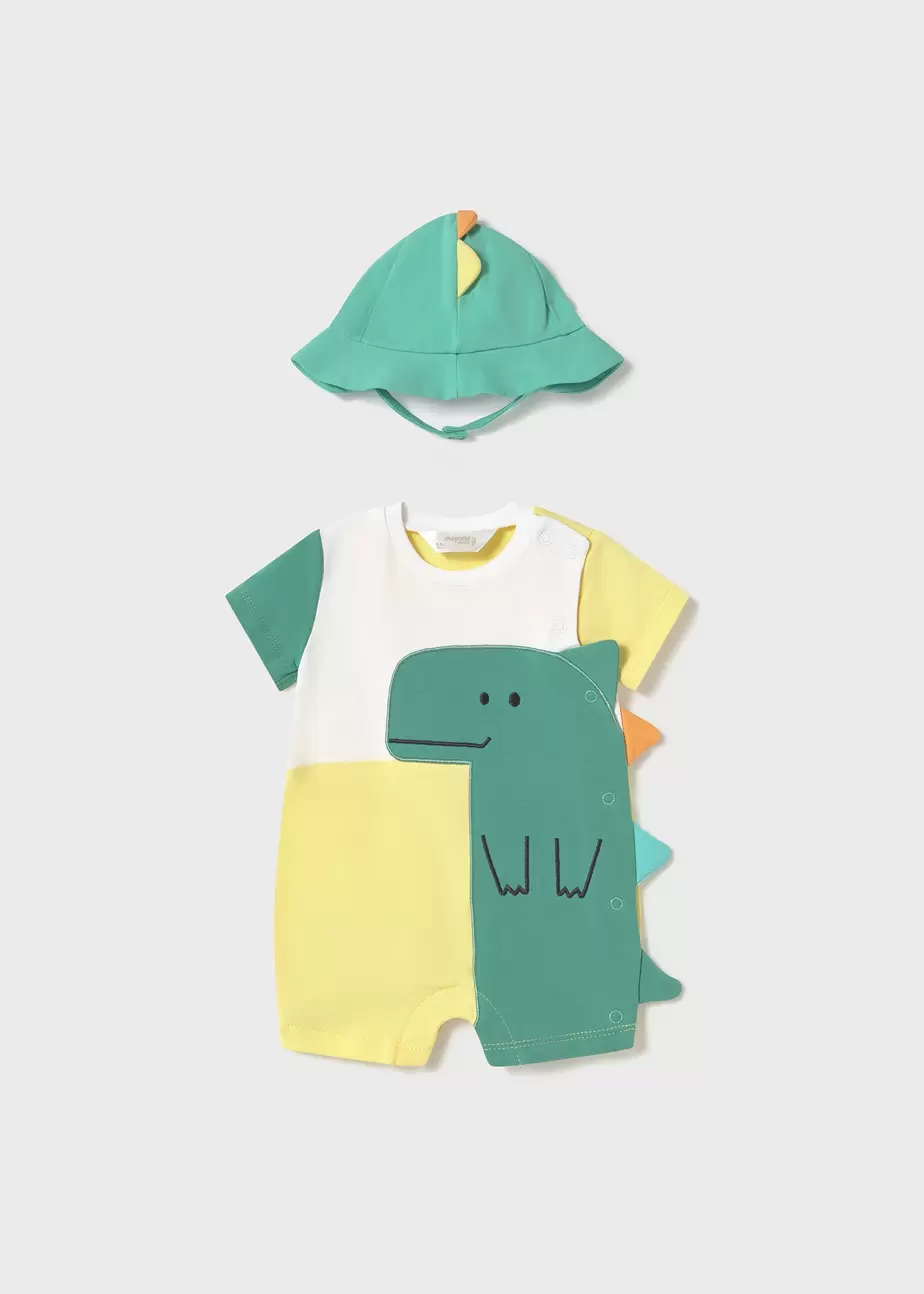 Oferta de Pelele con gorro dinosaurio recién nacido por 27,99€ en Mayoral