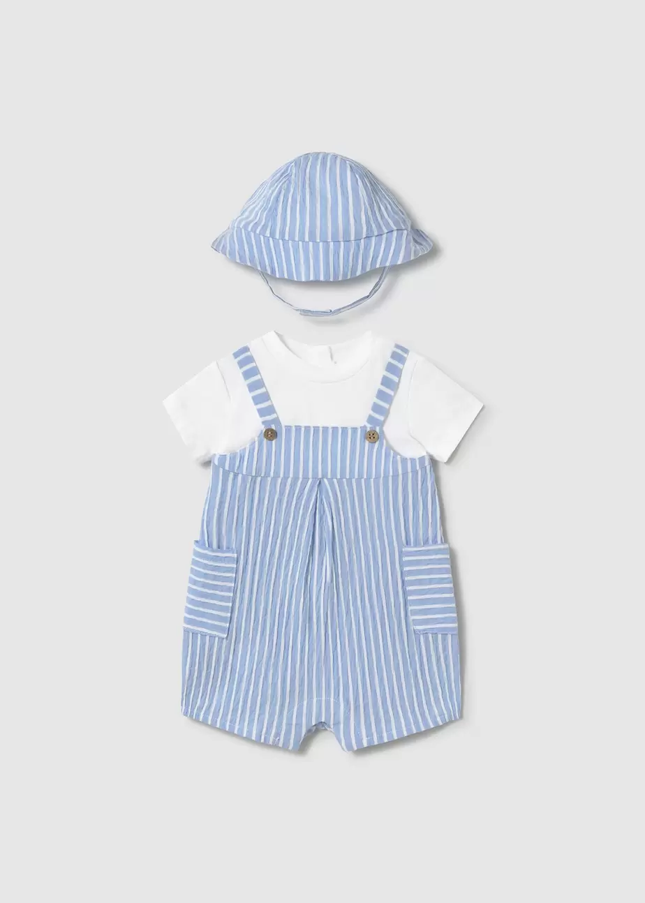 Oferta de Pelele peto simulado con gorro rayas recién nacido por 29,99€ en Mayoral