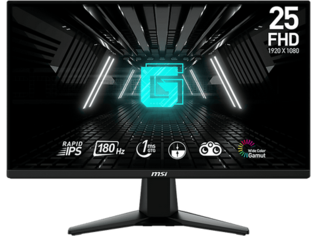 Oferta de Monitor gaming - MSI G255F, 24.5", Full-HD, 1 ms, 180 Hz, FreeSync, Negro por 129€ en MediaMarkt