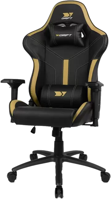 Oferta de Silla gaming - Drift DR350, Polipiel, Reposabrazos 4D, Ruedas silenciosas, Inclinación, Dorado por 225€ en MediaMarkt