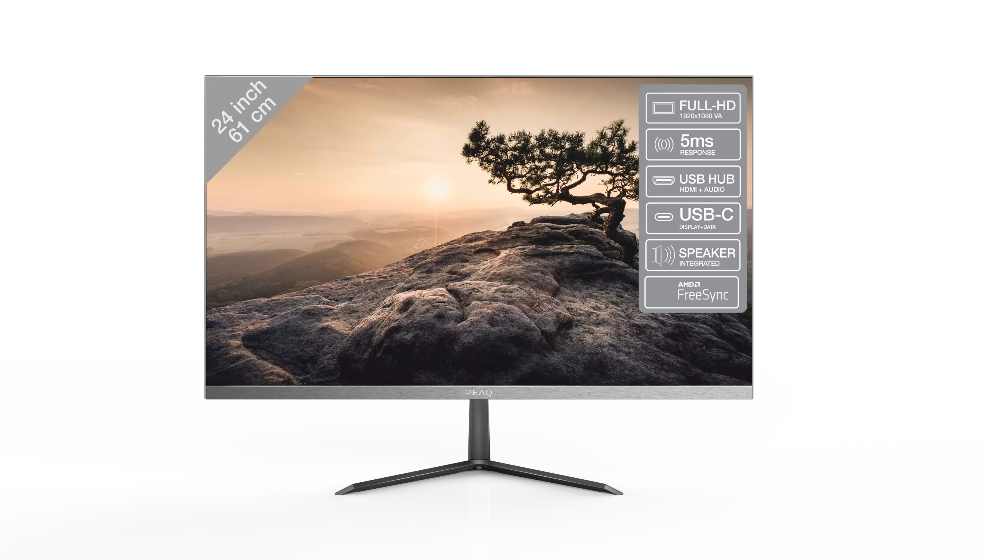 Oferta de Monitor - Peaq PMO S243-VFC, 24" Full-HD, 5 ms, 75 Hz, AMD FreeSync, Ultra Slim, HDMI 1.4, Negro por 75,05€ en MediaMarkt