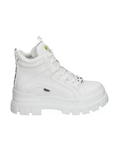 Oferta de Botines suela track Buffalo Aspha NC Mid blancos por 134,95€ en Megacalzado