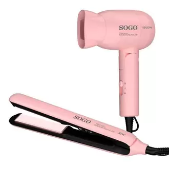 Oferta de SET SECADOR PLANCHA VIAJE ROSA SOGO SECSS3870 por 22,5€ en MegaHogar