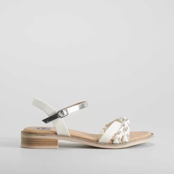 Oferta de Sandalia plana brillos blanca COMFEET por 39,99€ en Merkal