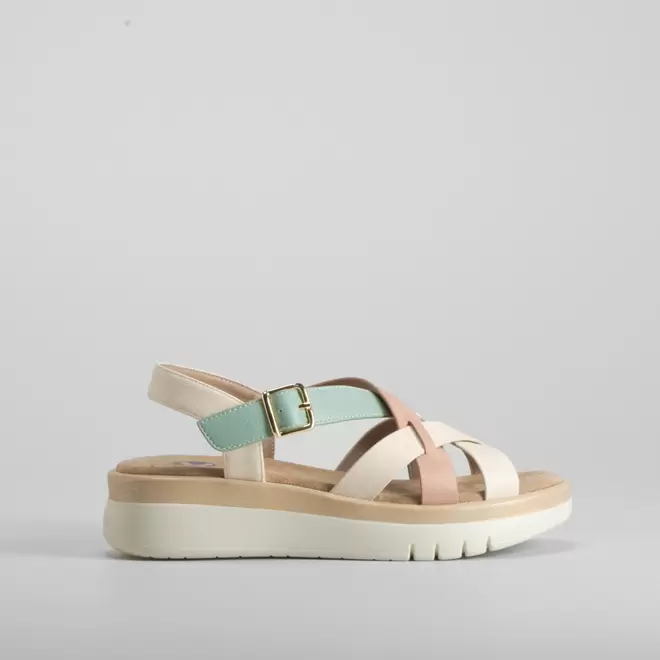 Oferta de Sandalia bio de cuña multicolor y beige COMFEET por 39,99€ en Merkal
