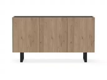 Oferta de Aparador con 3 puertas color madera-cerámica-negro por 319€ en Merkamueble