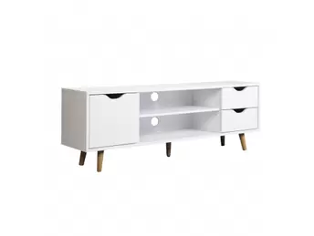 Oferta de Mesa tv blanca 2 cajones 2 huecos y 1 puerta 120 cm. por 89€ en Merkamueble