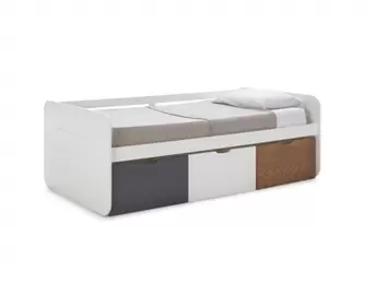 Oferta de Cama nido con 3 cajones color blanco-gris-madera por 359€ en Merkamueble