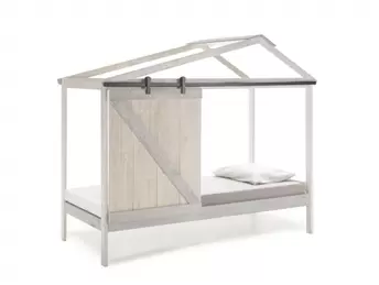 Oferta de Cama infantil cabaña color blanco-rústico-gris claro por 386€ en Merkamueble