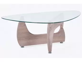 Oferta de Mesa centro diseño roble y cristal transparente por 149€ en Merkamueble