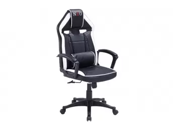 Oferta de Sillón gamer regulable en altura símil piel color negro-blanco por 129€ en Merkamueble