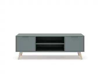 Oferta de Mueble Tv 2 puertas y 2 huecos color verde kaki-cera blanca por 209€ en Merkamueble
