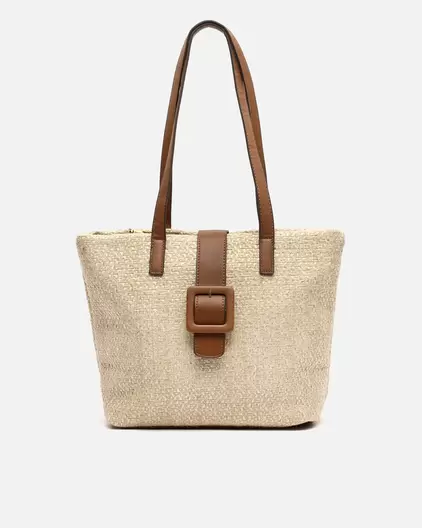 Oferta de Bolso shopper grande efecto rafia por 14€ en Misako