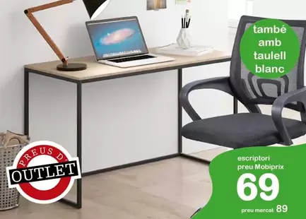 Oferta de Mesa escritorio Teva con diseño industrial por 69€ en Mobiprix