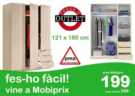 Oferta de Armarios de Tres puertas con 3 cajones Terrassa por 199€ en Mobiprix