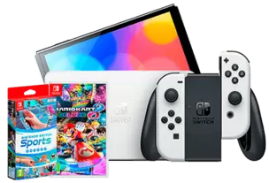 Oferta de Consola Nintendo Switch OLED + Mario Kart 8 Deluxe + Switch Sports por 409€ en Movistar