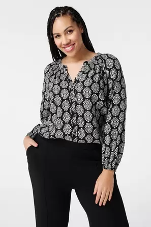 Oferta de Blusa con detalle fruncido y estampado por 34,99€ en MS Mode