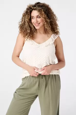 Oferta de Top de ganchillo con detalles de volantes por 24,99€ en MS Mode