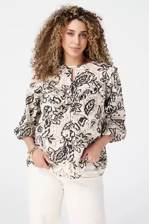 Oferta de Blusa con detalles metálicos y estampado por 34,99€ en MS Mode