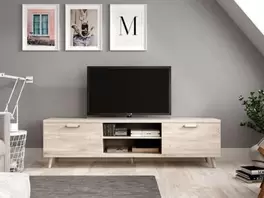 Oferta de Mueble TV estilo nórdico dos puertas por 249€ en Muebles Hipopótamo