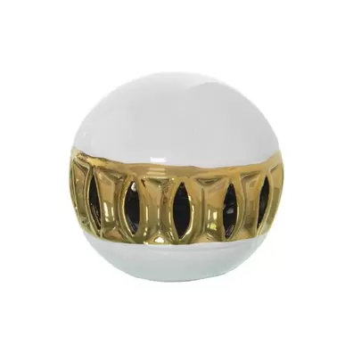 Oferta de BOLA CERÁMICA BLANCO/DORADO C/RADO C/CALADO por 7,4€ en Muebles Hnos. García